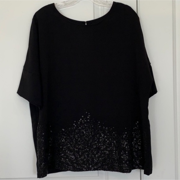 Black Sequined Calvin Klein Size XL Blouse(NWOT) - Picture 1 of 7